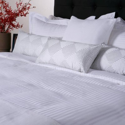 Wholesale 100% Cotton 3cm Stripe Hotel Fitted Bed Sheet Set Used For 5 Star Hotel Knitted Bed Sheet